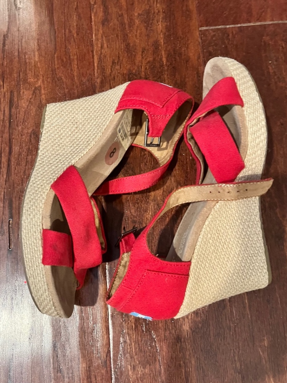 Toms Red Wedges Sz 8